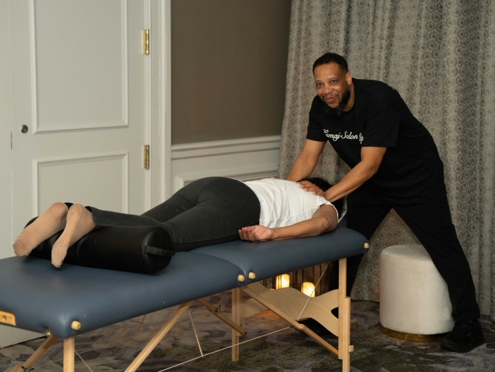 Lumina's HBCU convening featured a Wellness Room where attendees enjoyed complimentary table and/or chair massages.