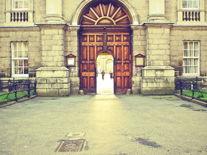 Antique Arched Door in a Stone Building